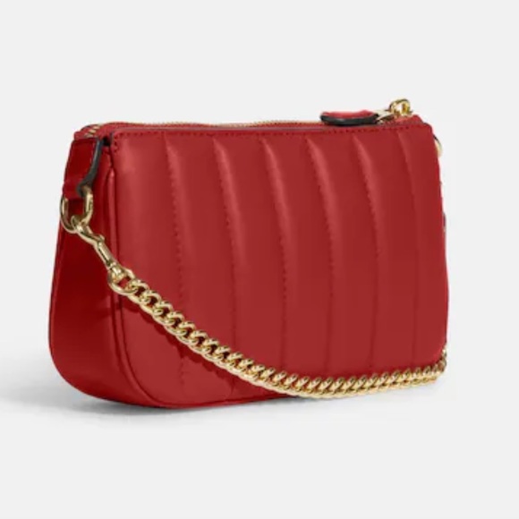 Coach Nolita 19 With Chain With Linear Quilting Wallat Wristlet Red - Picture 5 of 9